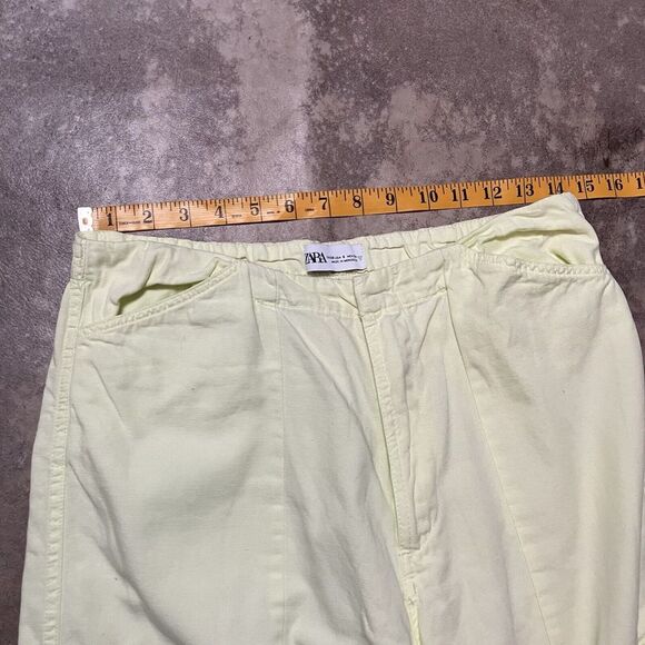 Zara Cargo Pants Womens‎ 6 Parachute Pockets Pull On Light Green Baggy - Picture 2 of 10